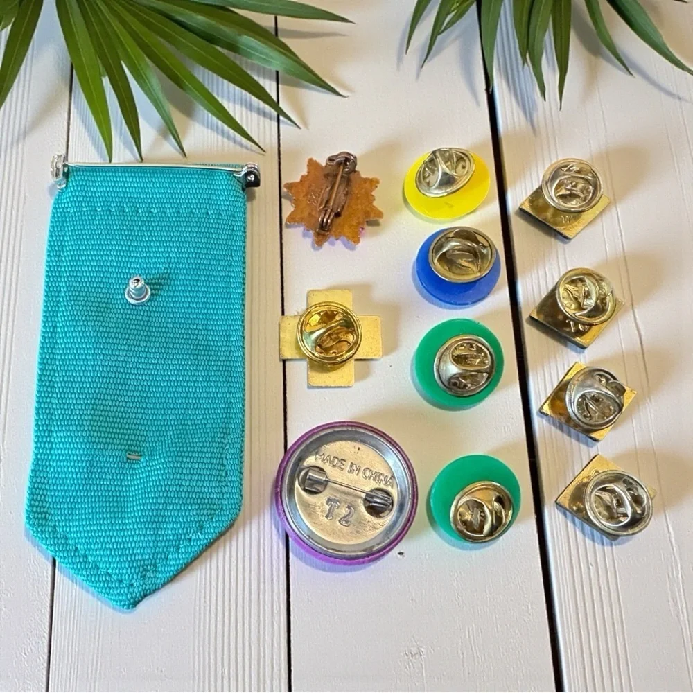 Vintage Girl Scouts Pin & Badge Lot | Cookie Sale Pins, Stars, Banner